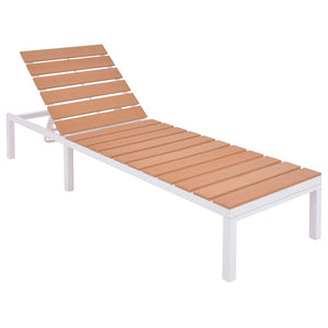 vidaXL Sun Lounger with Table Aluminum WPC and Brown-3