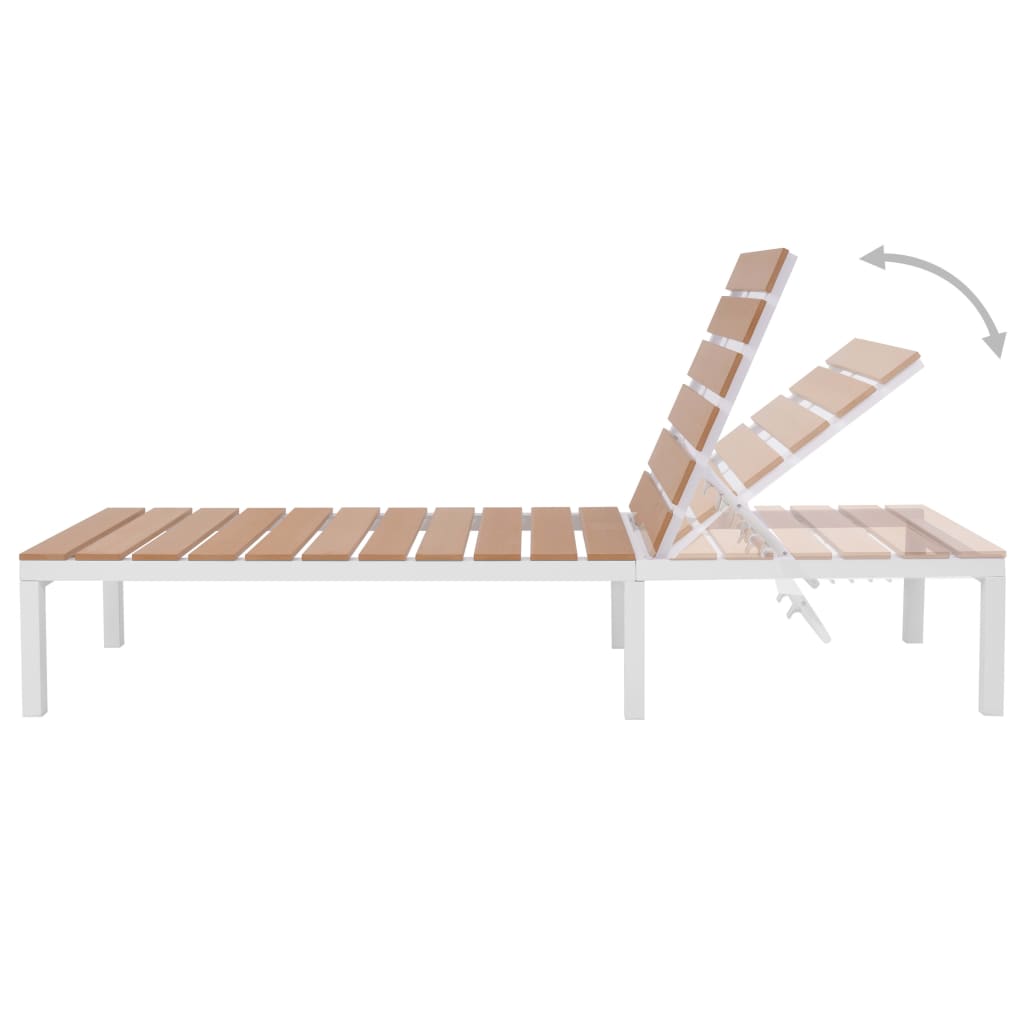 vidaXL Sun Lounger with Table Aluminum WPC and Brown-4