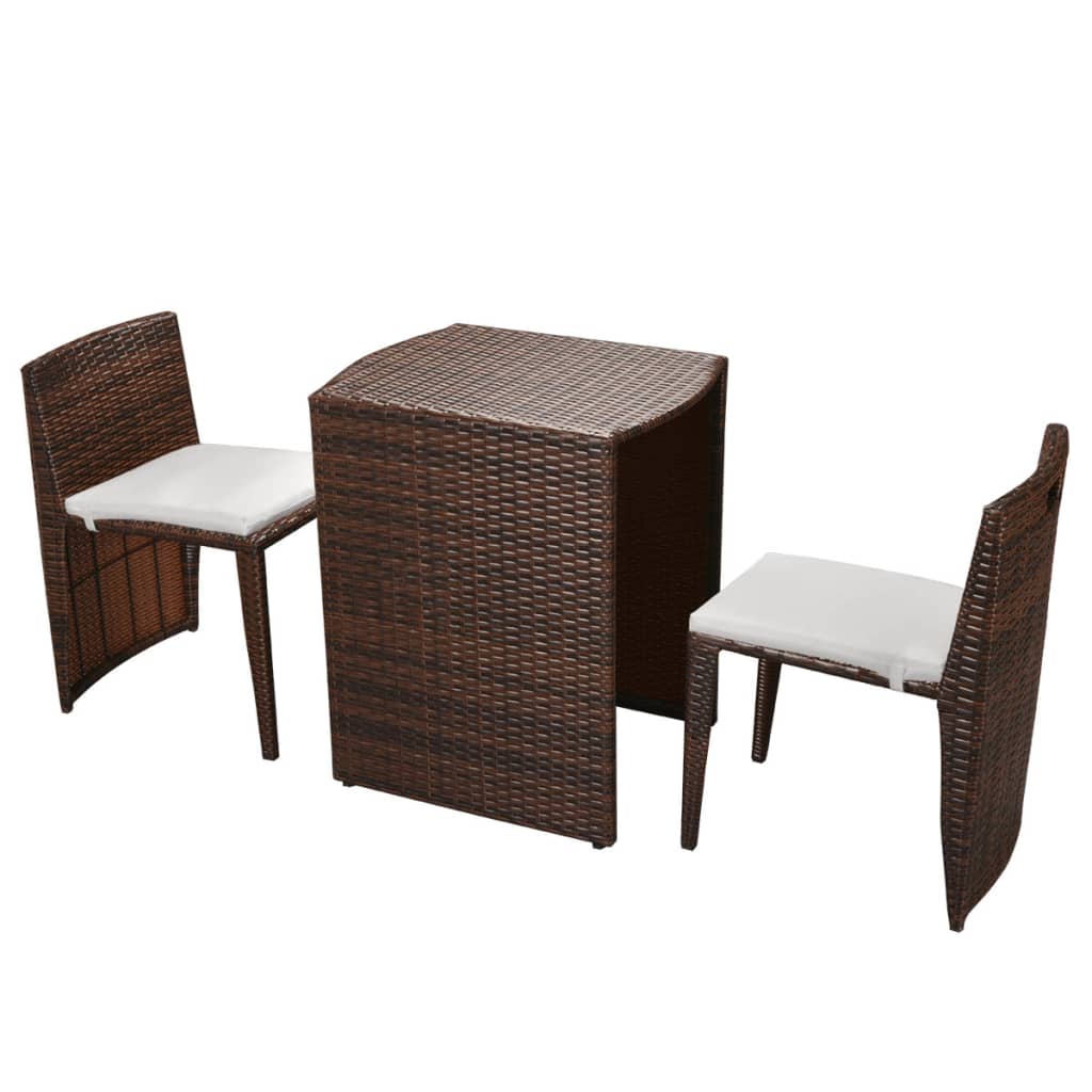 vidaXL Patio Bistro Set Outdoor Furniture Set Table and Chairs Poly Rattan-1