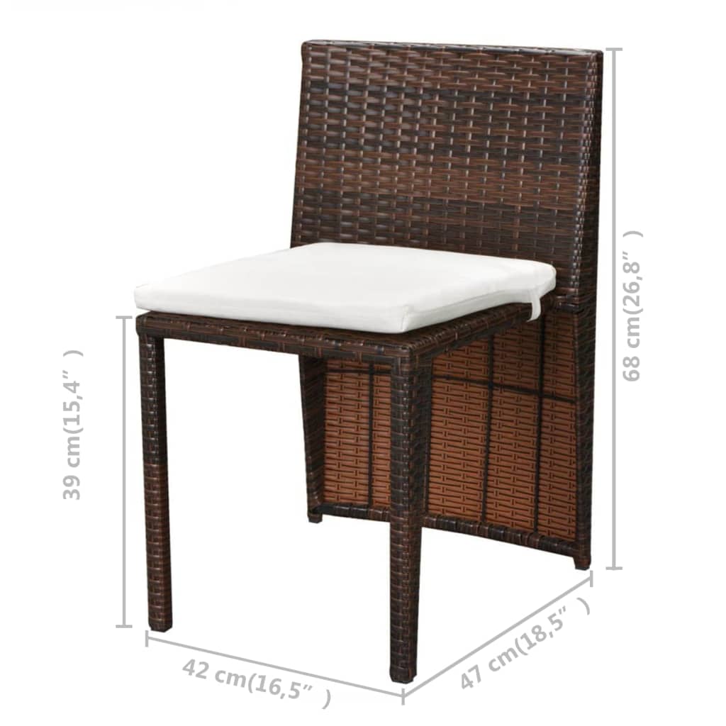 vidaXL Patio Bistro Set Outdoor Furniture Set Table and Chairs Poly Rattan-5