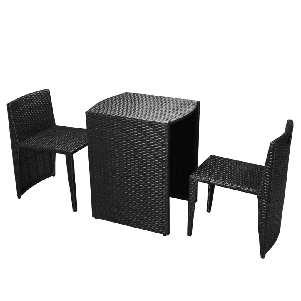 vidaXL Patio Bistro Set Outdoor Furniture Set Table and Chairs Poly Rattan-0