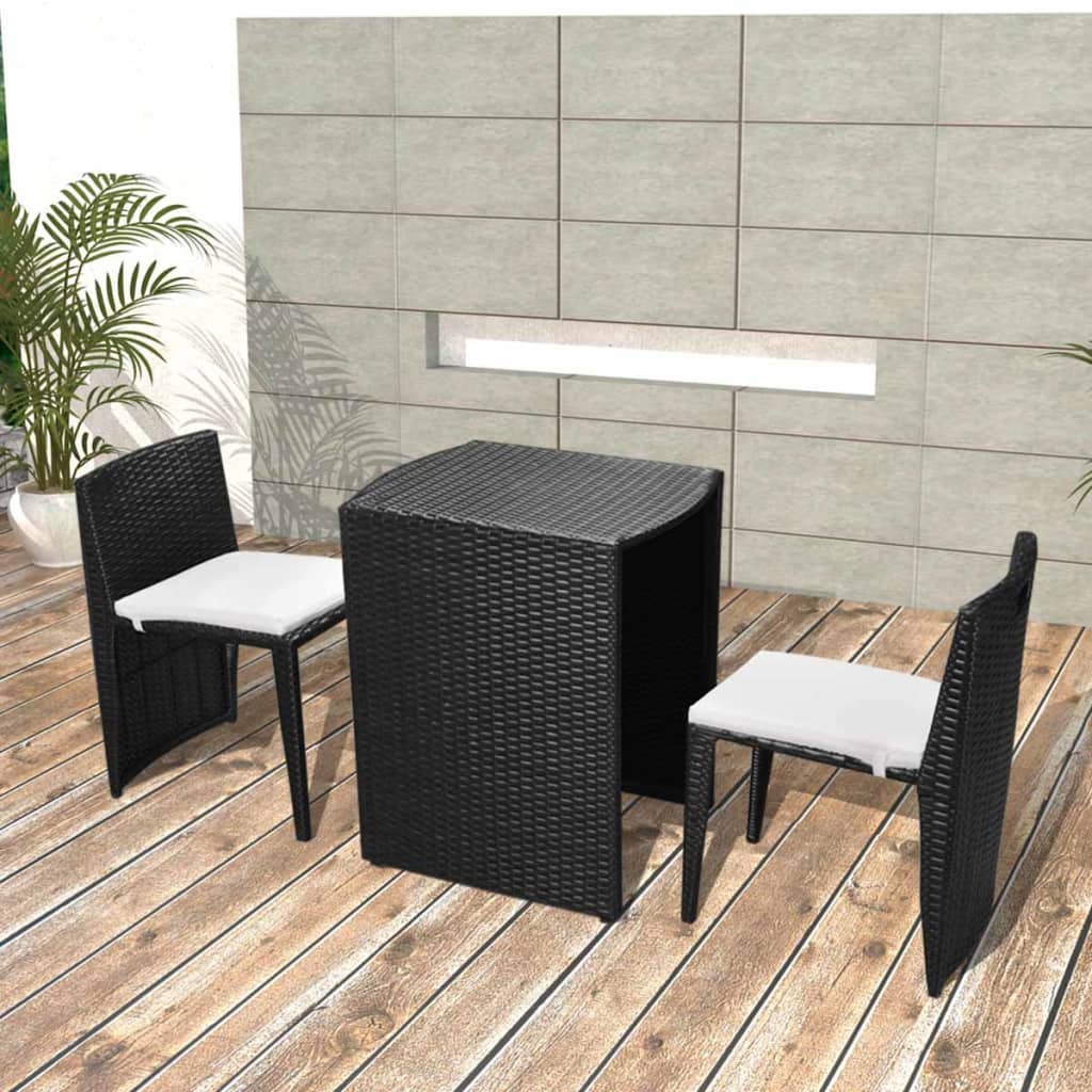 vidaXL Patio Bistro Set Outdoor Furniture Set Table and Chairs Poly Rattan-8