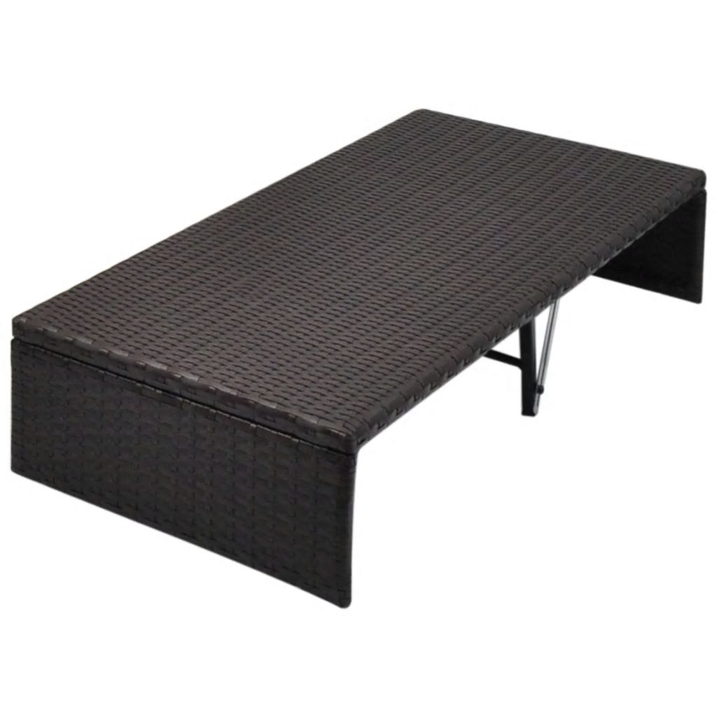 vidaXL Patio Bed Outdoor Patio Double Chaise Lounge with Canopy Poly Rattan-0