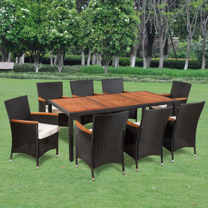 vidaXL Patio Dining Set Outdoor Dining Table and Chairs Poly Rattan Black-48