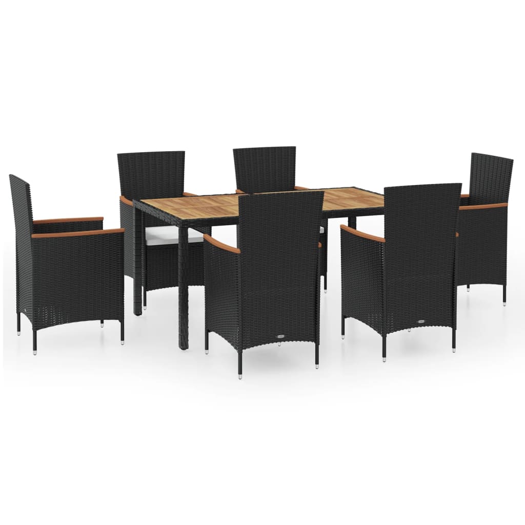 vidaXL Patio Dining Set Outdoor Dining Table and Chairs Poly Rattan Black-39