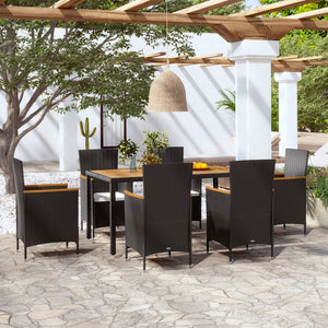 vidaXL Patio Dining Set Outdoor Dining Table and Chairs Poly Rattan Black-45