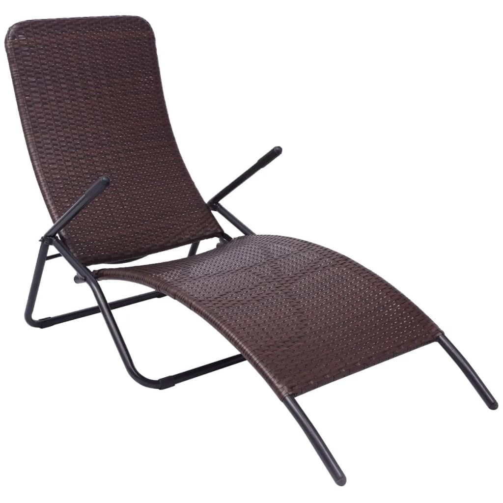 vidaXL Patio Lounge Chair Outdoor Chair Folding Sunlounger Sunbed Poly Rattan-0