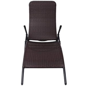 vidaXL Patio Lounge Chair Outdoor Chair Folding Sunlounger Sunbed Poly Rattan-2