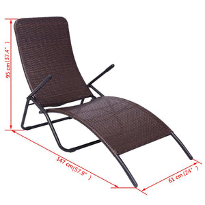 vidaXL Patio Lounge Chair Outdoor Chair Folding Sunlounger Sunbed Poly Rattan-1