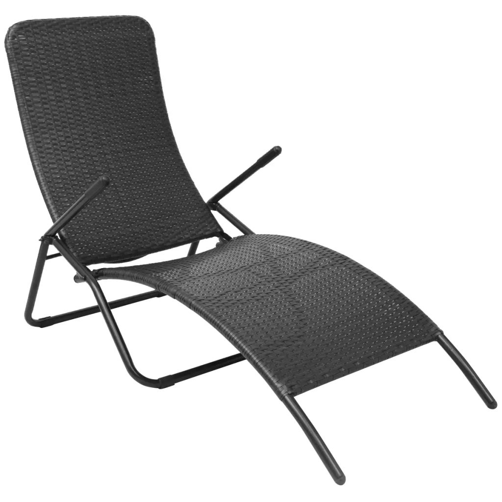 vidaXL Patio Lounge Chair Outdoor Chair Folding Sunlounger Sunbed Poly Rattan-4