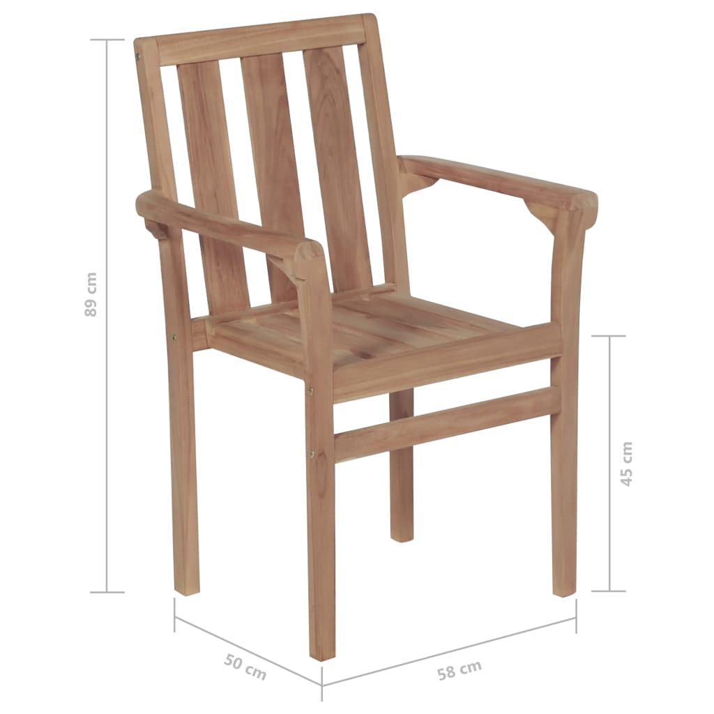 vidaXL 2/4/6/8x Solid Wood Teak Patio Chairs Garden Outdoor Furniture Seat-3