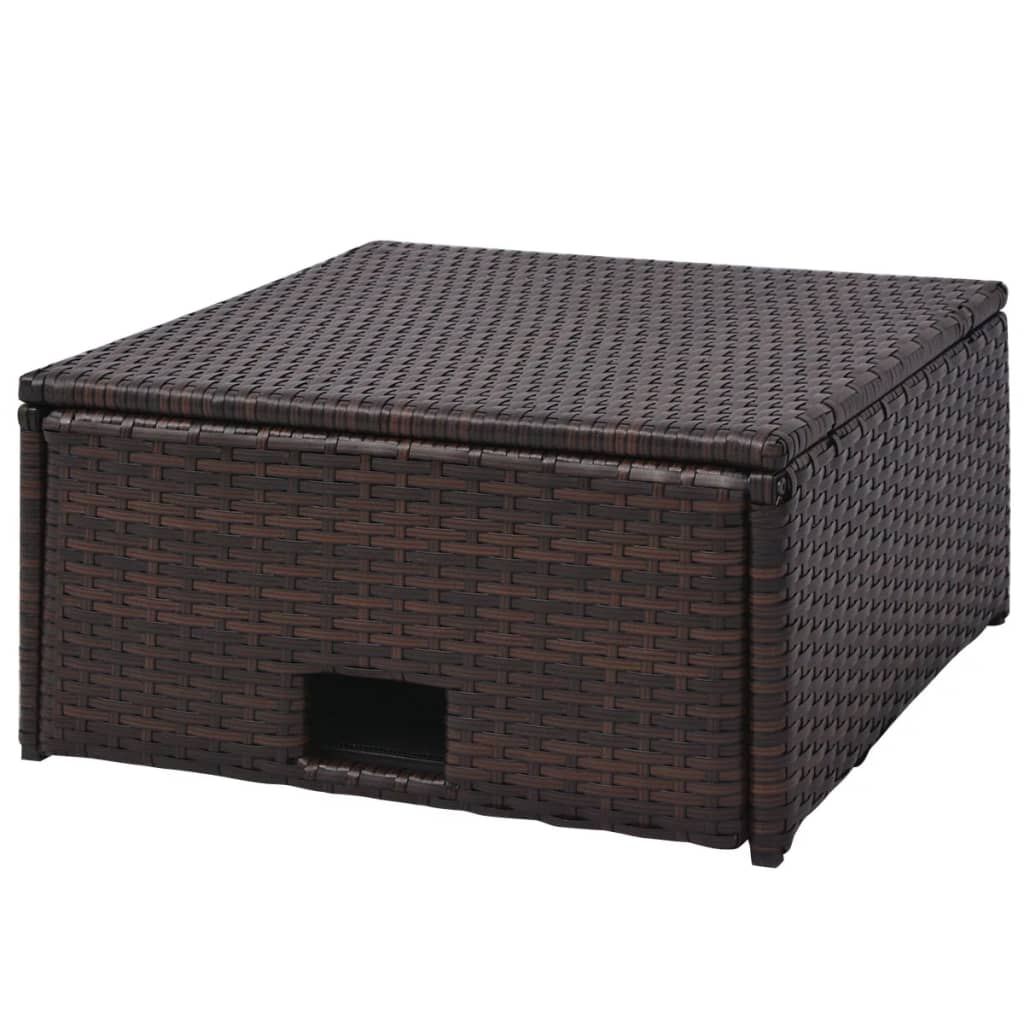 vidaXL Patio Lounge Set 4 Piece with Cushions Poly Rattan Seat Black/Brown-9