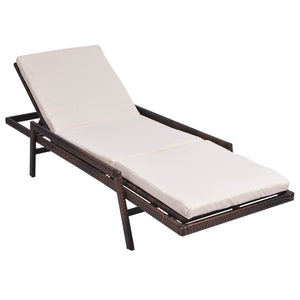 vidaXL Sun Lounger with Cushion Poly Rattan Black-5