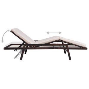 vidaXL Sun Lounger with Cushion Poly Rattan Black-14