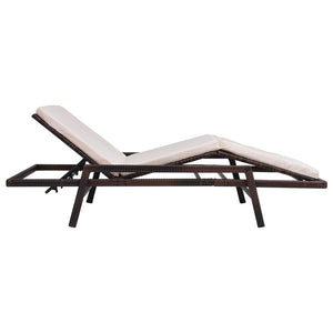 vidaXL Sun Lounger with Cushion Poly Rattan Black-0