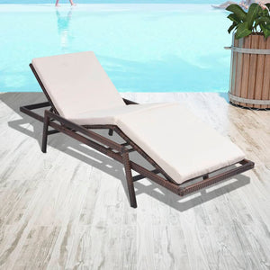 vidaXL Sun Lounger with Cushion Poly Rattan Black-1