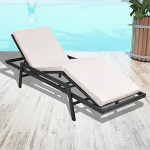 vidaXL Sun Lounger with Cushion Poly Rattan Black-7