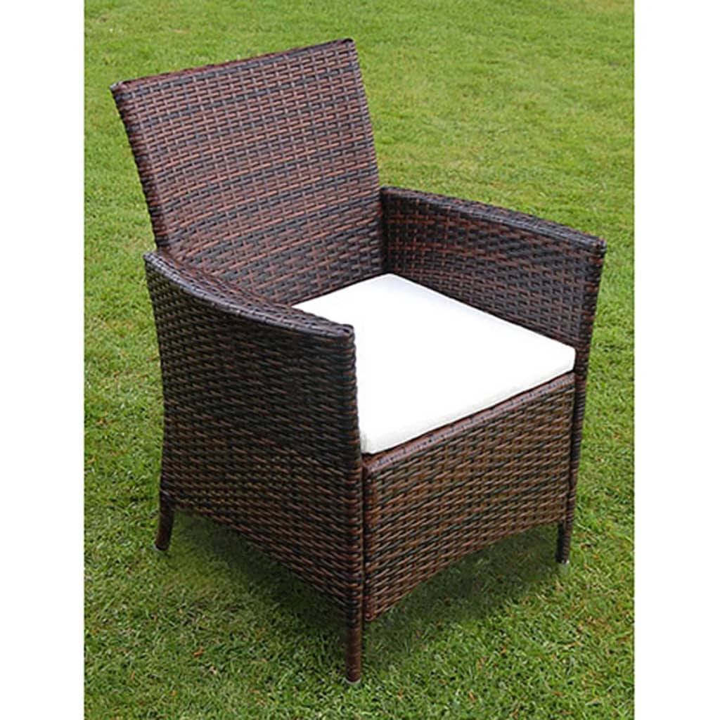 vidaXL Patio Dining Set Patio Table and Rattan Chair Outdoor Furniture Set-23