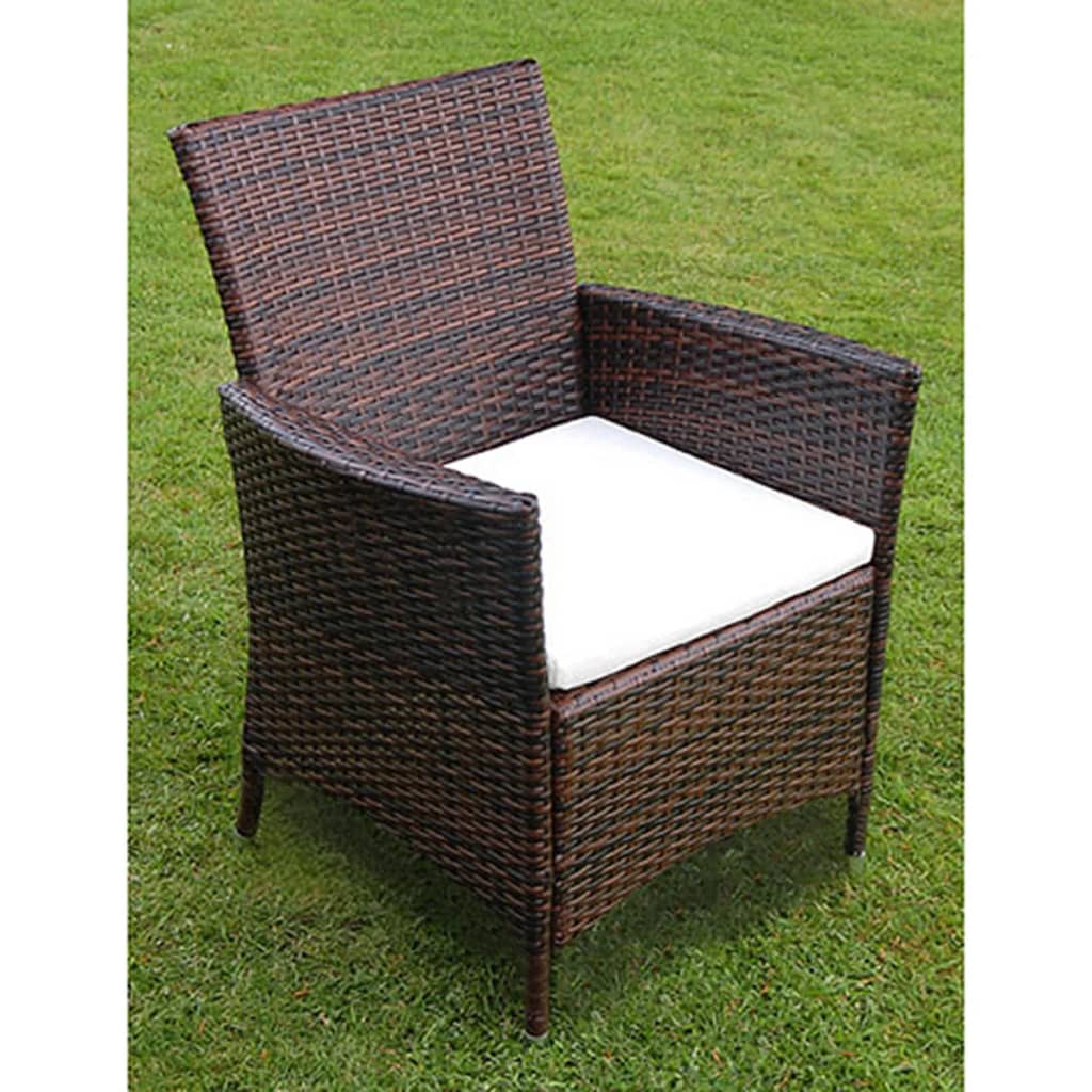 vidaXL Patio Dining Set Patio Table and Rattan Chair Outdoor Furniture Set-32