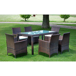 vidaXL Patio Dining Set Patio Table and Rattan Chair Outdoor Furniture Set-24