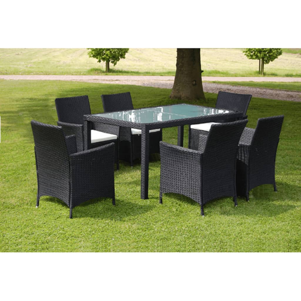 vidaXL Patio Dining Set Patio Table and Rattan Chair Outdoor Furniture Set-20