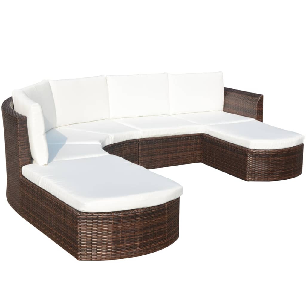 vidaXL Patio Furniture Set 4 Piece Sectional Couch Outdoor Sofa Poly Rattan-11