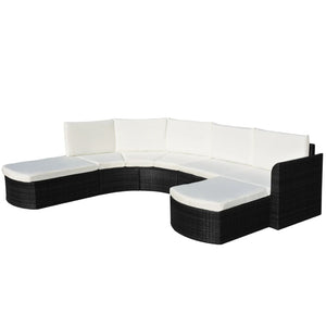 vidaXL Patio Furniture Set 4 Piece Sectional Couch Outdoor Sofa Poly Rattan-3