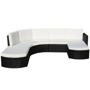 vidaXL Patio Furniture Set 4 Piece Sectional Couch Outdoor Sofa Poly Rattan-5