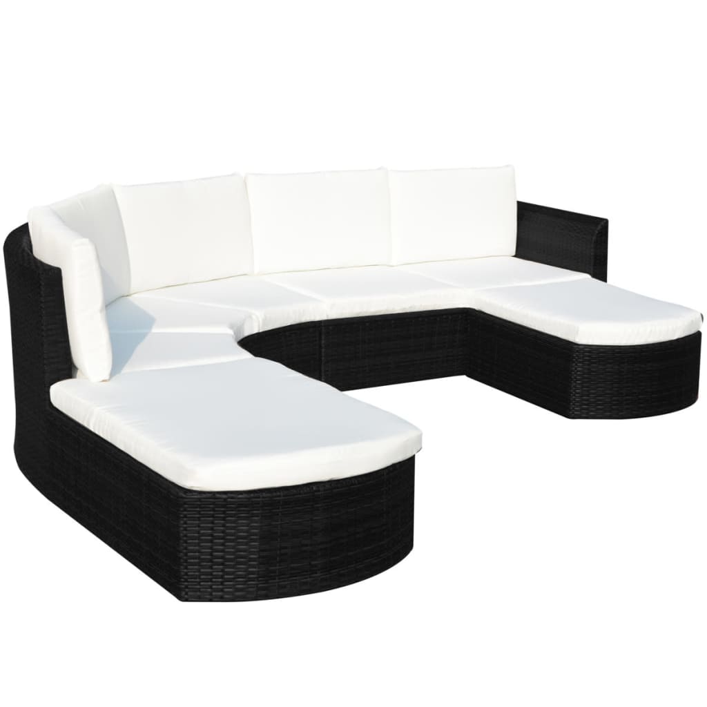 vidaXL Patio Furniture Set 4 Piece Sectional Couch Outdoor Sofa Poly Rattan-13