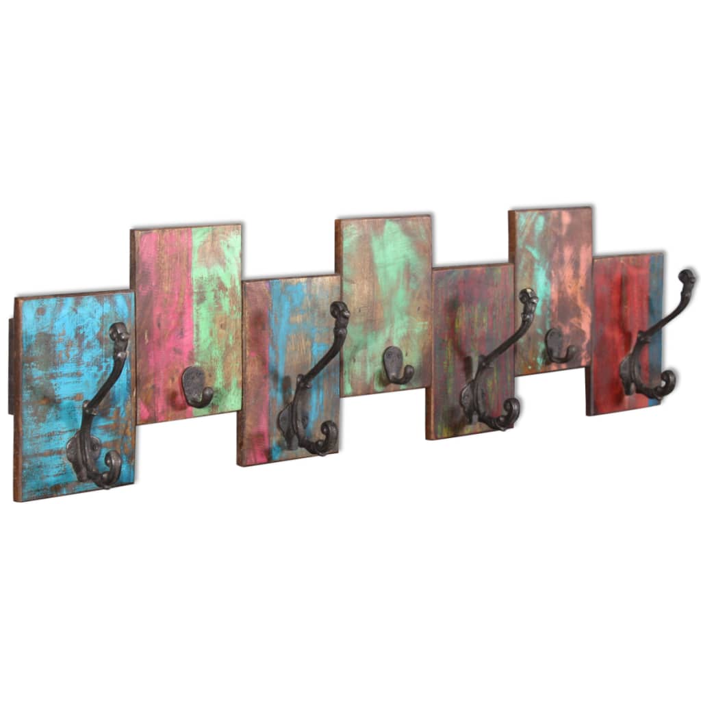 vidaXL Coat Rack with 7 Hooks Solid Reclaimed Wood-0