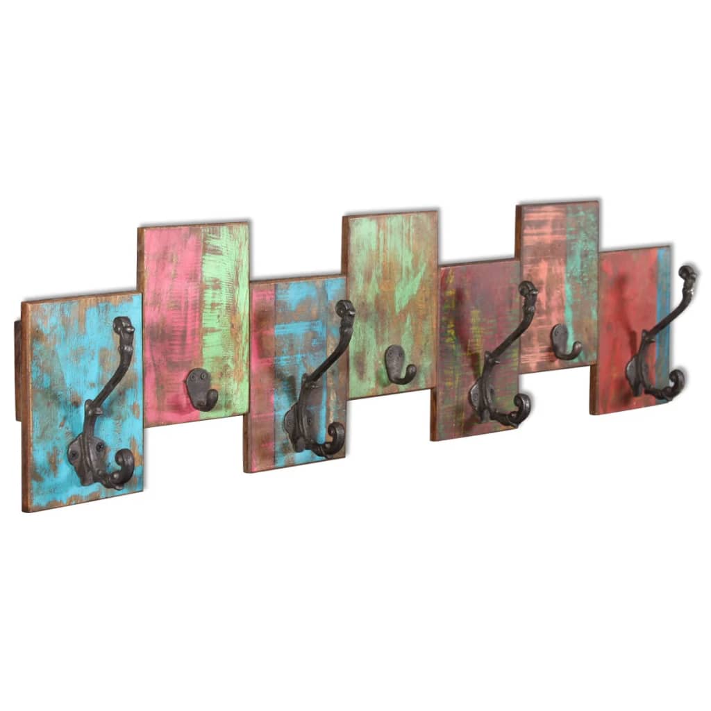 vidaXL Coat Rack with 7 Hooks Solid Reclaimed Wood-3