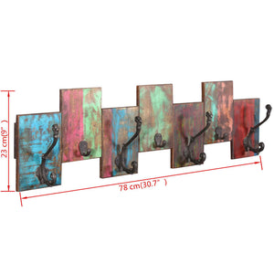 vidaXL Coat Rack with 7 Hooks Solid Reclaimed Wood-8