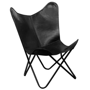 vidaXL Chair Living Room Chair with Powder Coated Iron Frame Real Leather-0