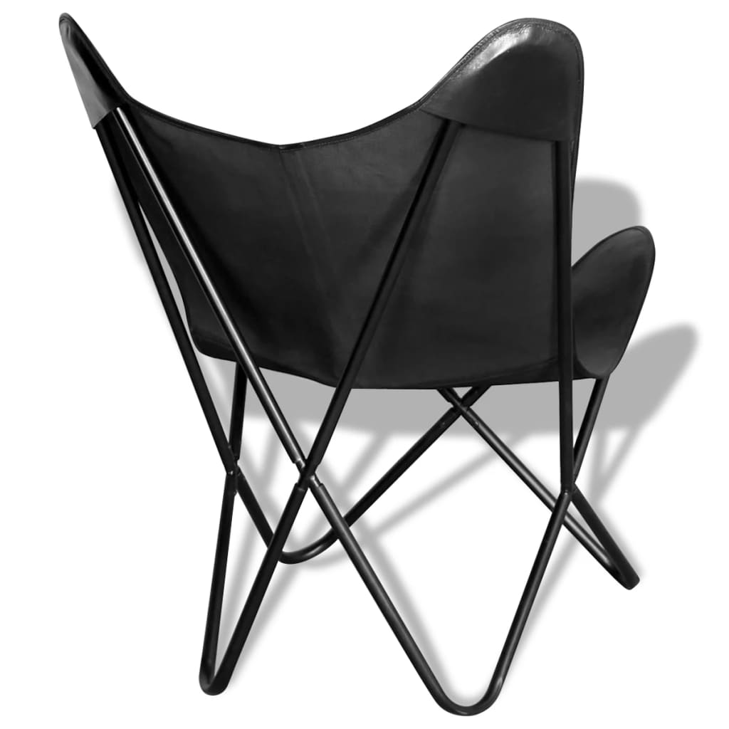 vidaXL Chair Living Room Chair with Powder Coated Iron Frame Real Leather-27