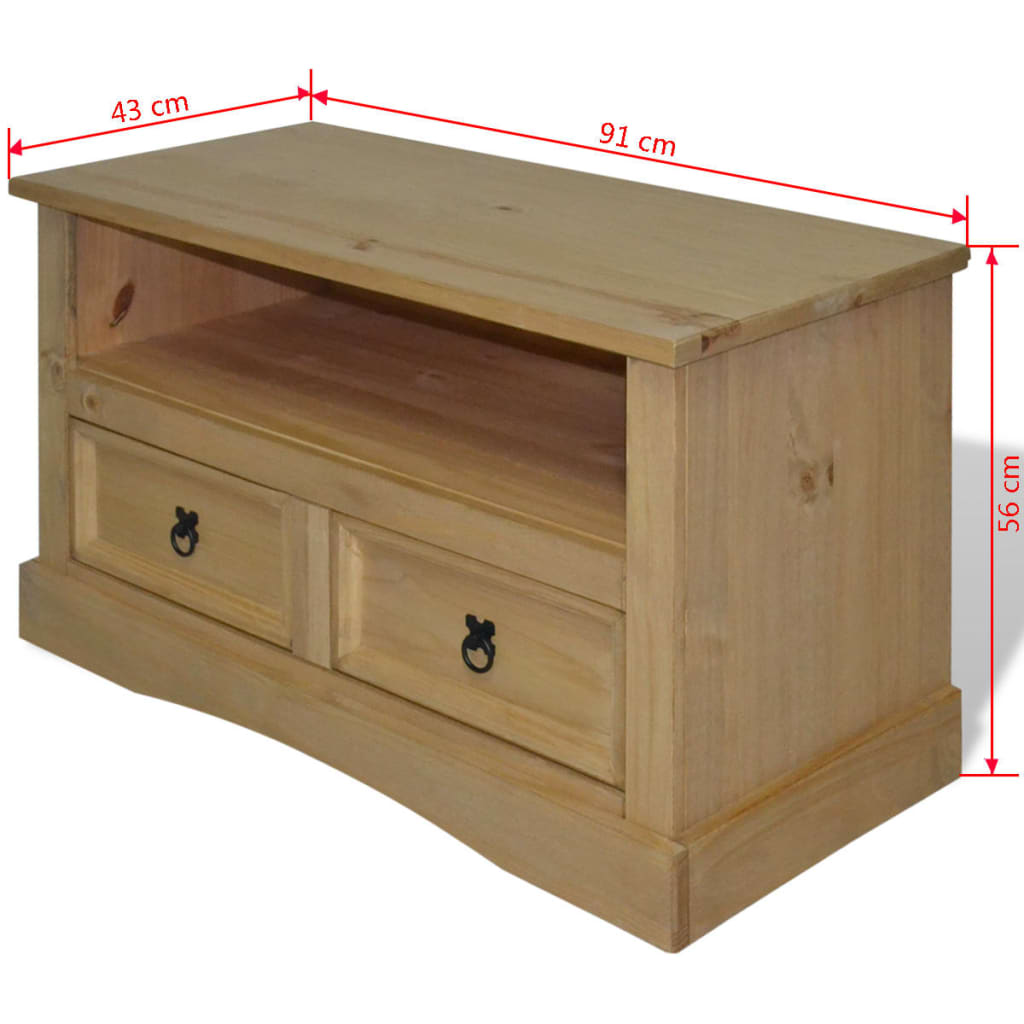 vidaXL TV Stand Mexican Pine Corona Range 35.8"x16.9"x22"-7