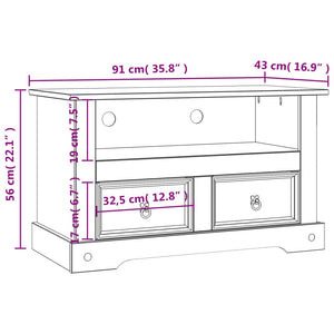 vidaXL TV Stand Mexican Pine Corona Range 35.8"x16.9"x22"-9