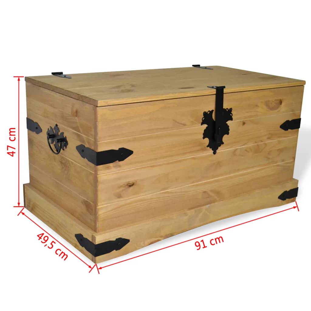 vidaXL Storage Chest Mexican Pine Corona Range 35.8"x19.5"x18.5"-3