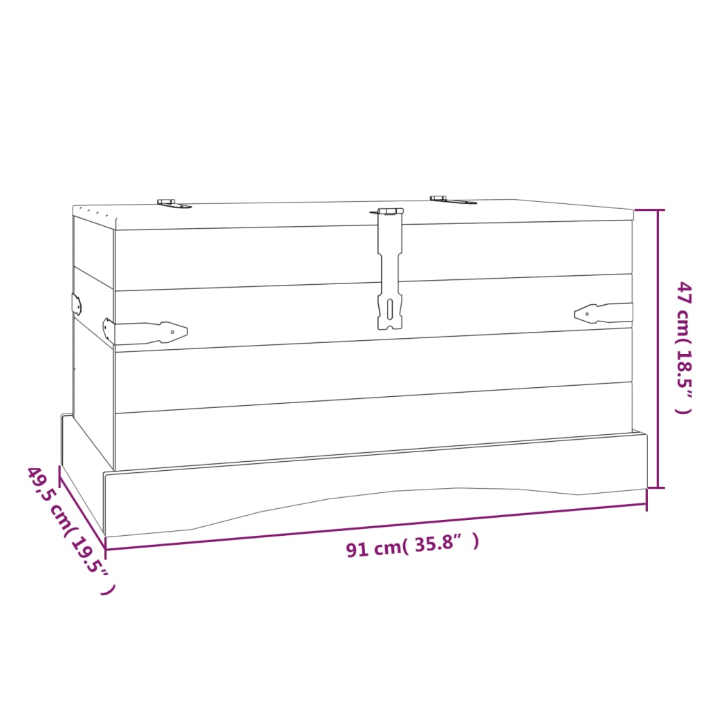 vidaXL Storage Chest Mexican Pine Corona Range 35.8"x19.5"x18.5"-5