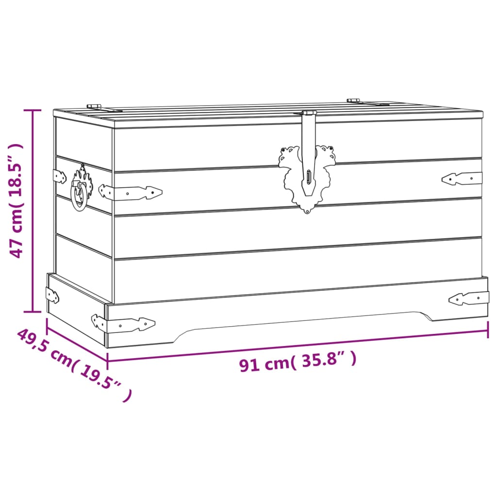 vidaXL Storage Chest Mexican Pine Corona Range 35.8"x19.5"x18.5"-7