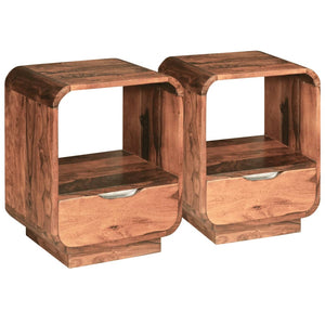 vidaXL Nightstand 2 Pcs Storage Cabinet Bedside Table Solid Wood Sheesham-8