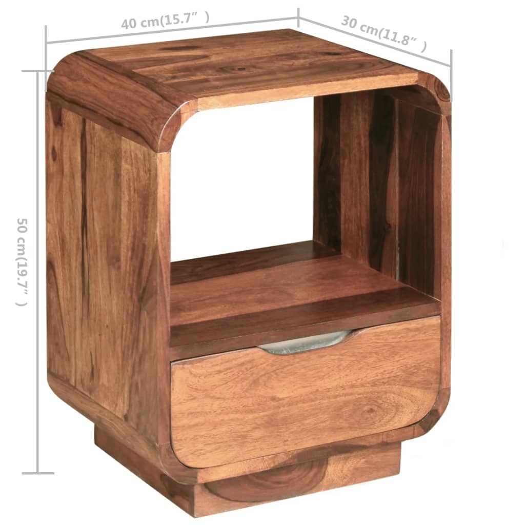 vidaXL Nightstand 2 Pcs Storage Cabinet Bedside Table Solid Wood Sheesham-2
