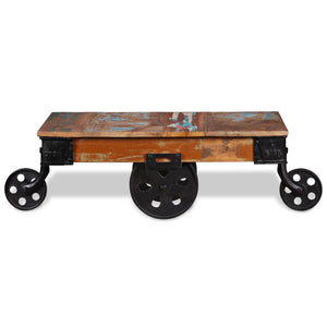 vidaXL Coffee Table End Table with Wheels Side Table Solid Wood Reclaimed-9