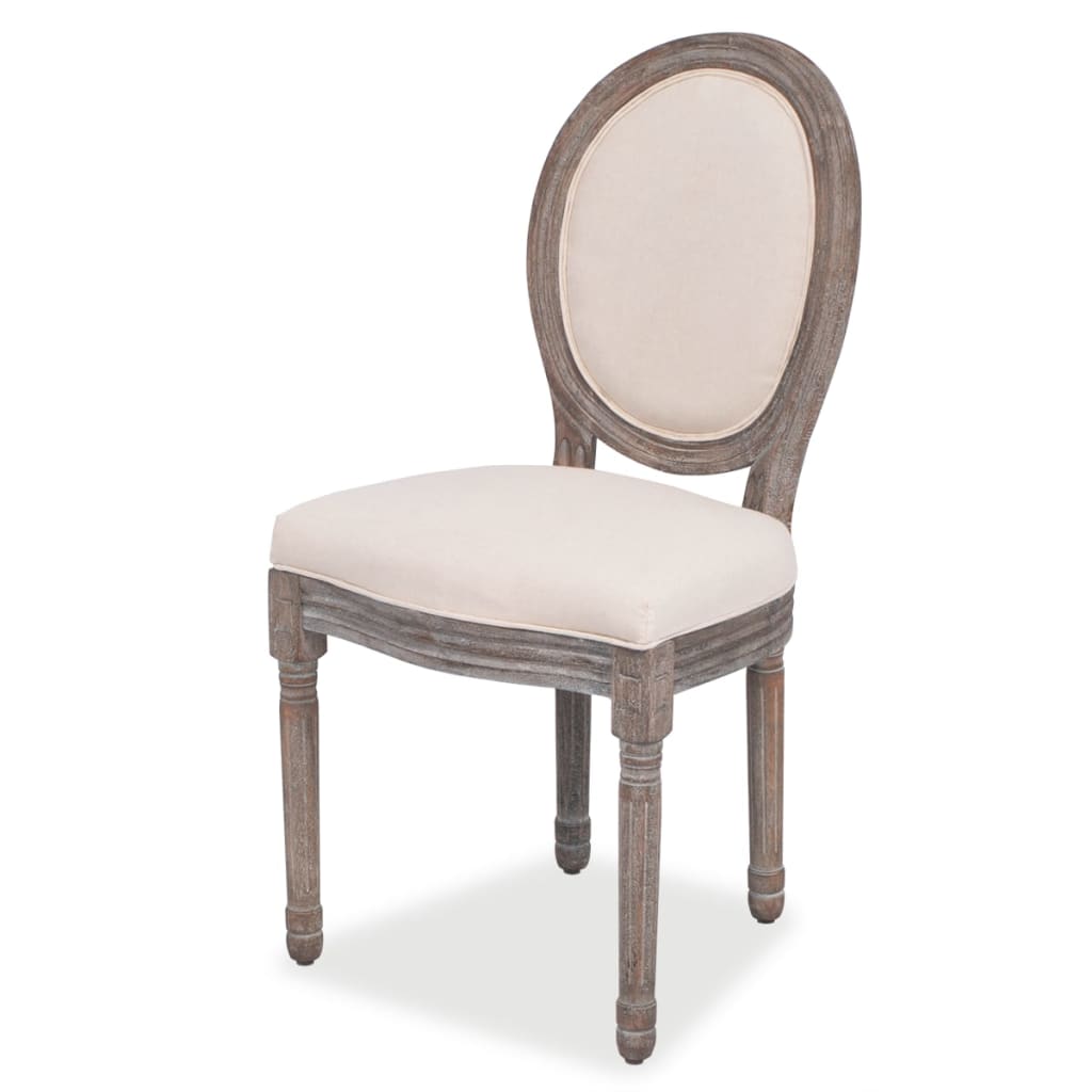 vidaXL Dining Chairs 2 pcs Cream Fabric-1