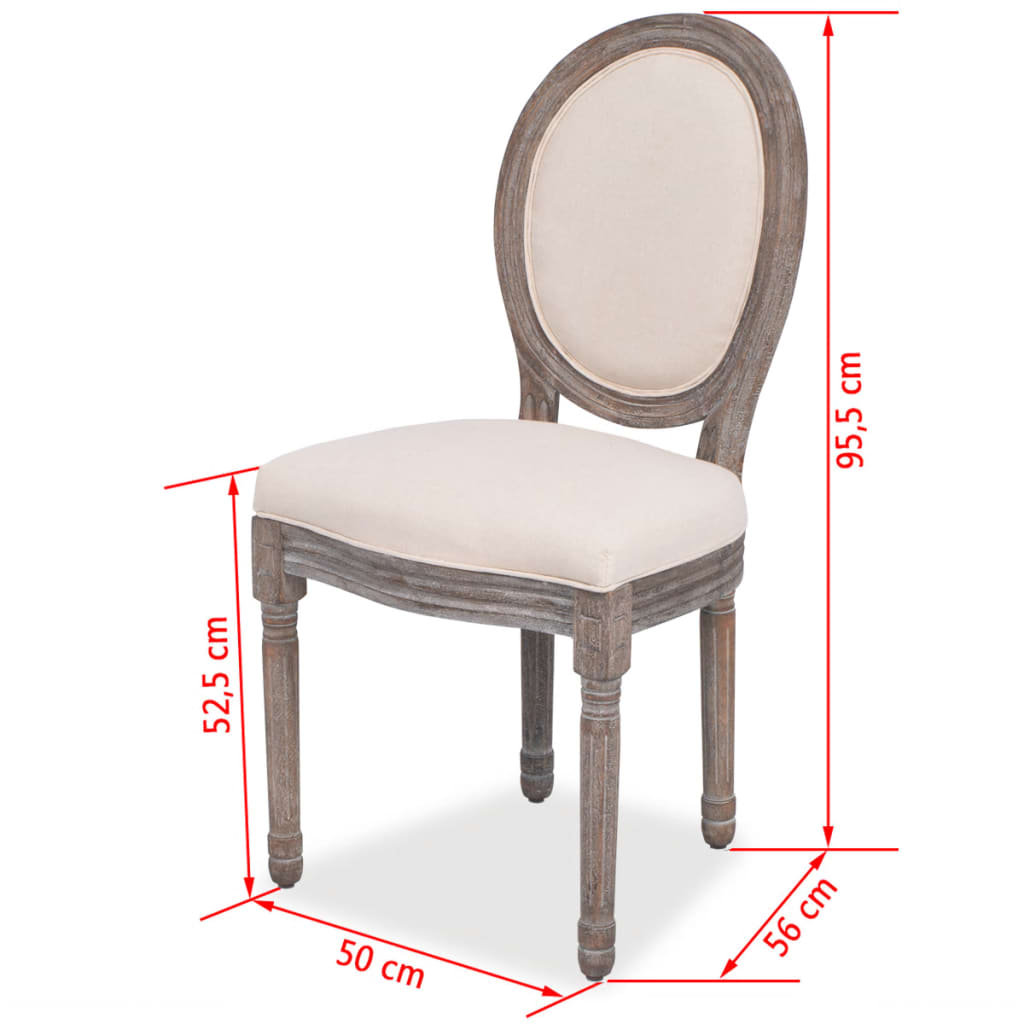 vidaXL Dining Chairs 2 pcs Cream Fabric-0