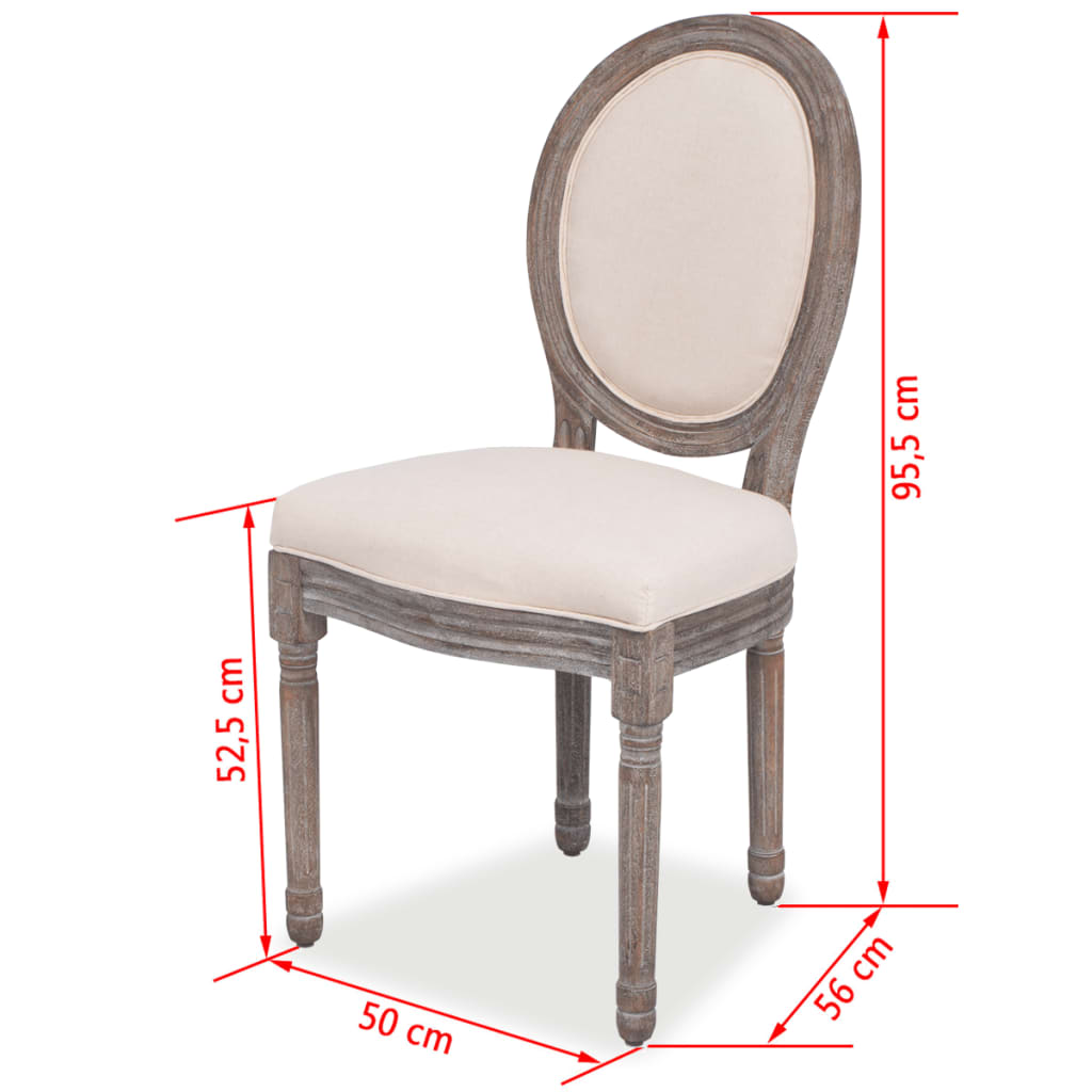 vidaXL Dining Chairs 4 pcs Cream Fabric-0