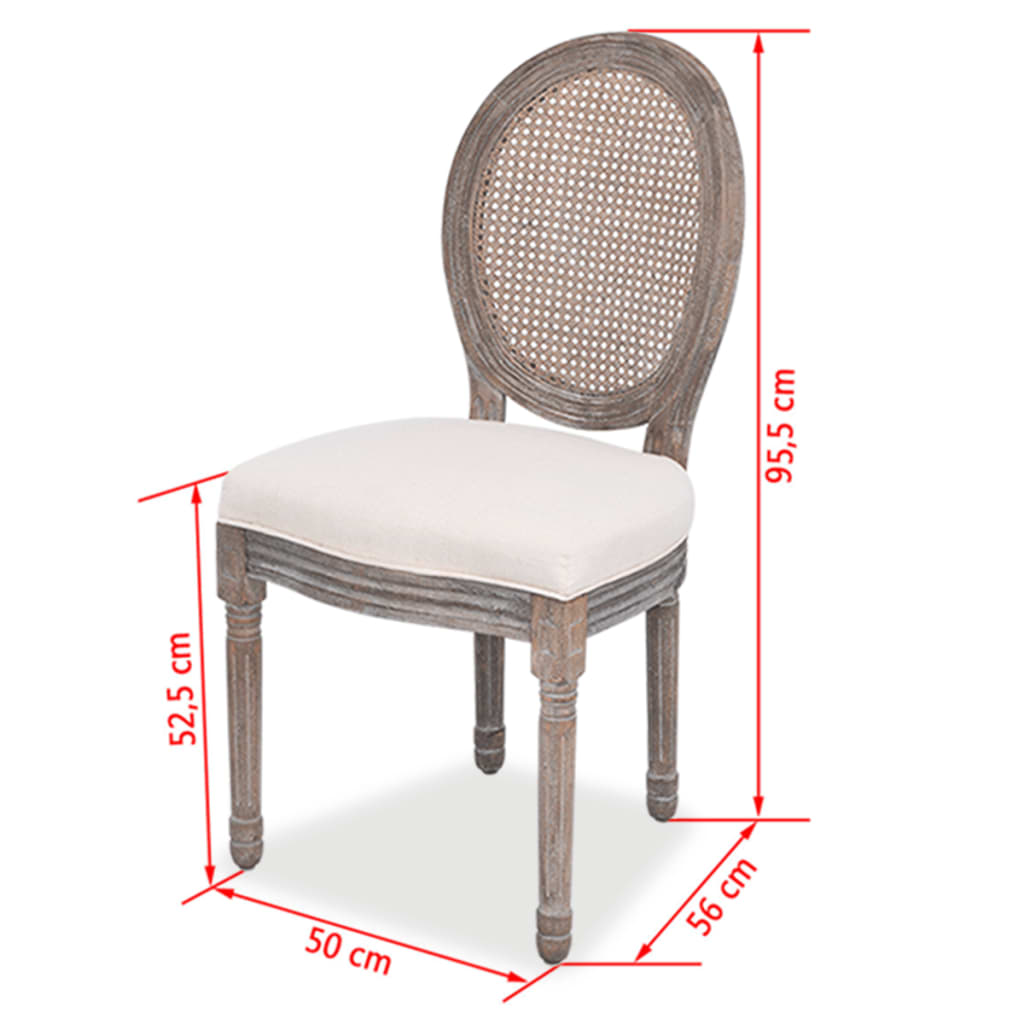 vidaXL Dining Chairs 2 pcs Cream Fabric-5