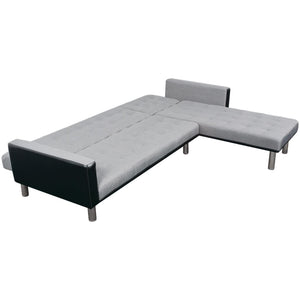 vidaXL Sofa Bed Convertible Sleeper Sectional Sofa Bed L Shaped Couch Fabric-2