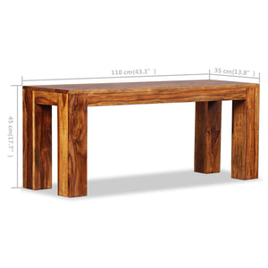 vidaXL Solid Wood Sheesham Bench Furniture 43.3"x13.8"x17.7"/63"x13.8"x17.7"-14