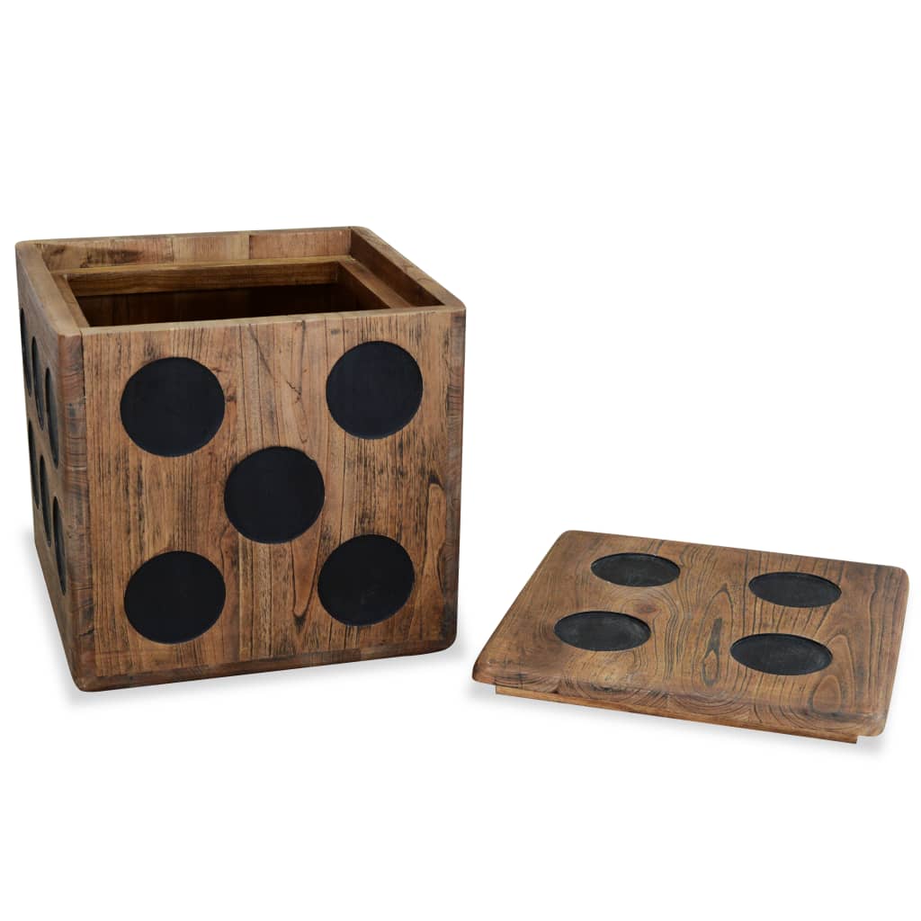 vidaXL Storage Box Mindi Wood 15.7"x15.7"x15.7" Dice Design-1