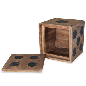 vidaXL Storage Box Mindi Wood 15.7"x15.7"x15.7" Dice Design-2